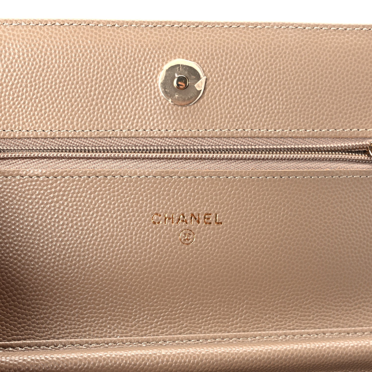 Chanel Metallic Caviar Quilted Wallet On Chain WOC Dark Gold 5 of 10
