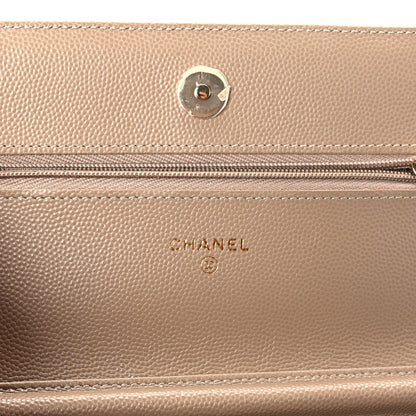 Chanel Metallic Caviar Quilted Wallet On Chain WOC Dark Gold 5 of 10