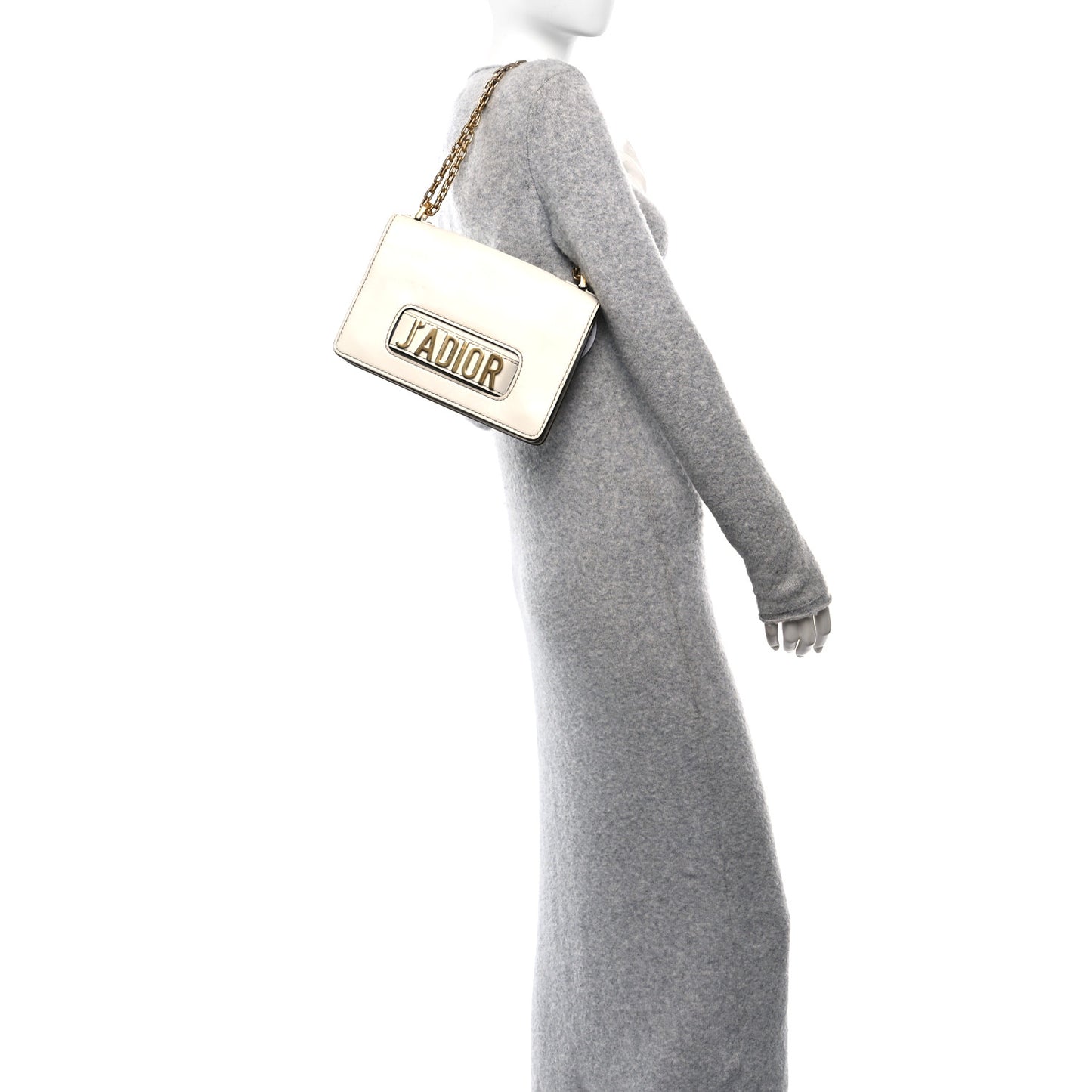 Calfskin J'Adior Chain Flap Bag Off White Off White
