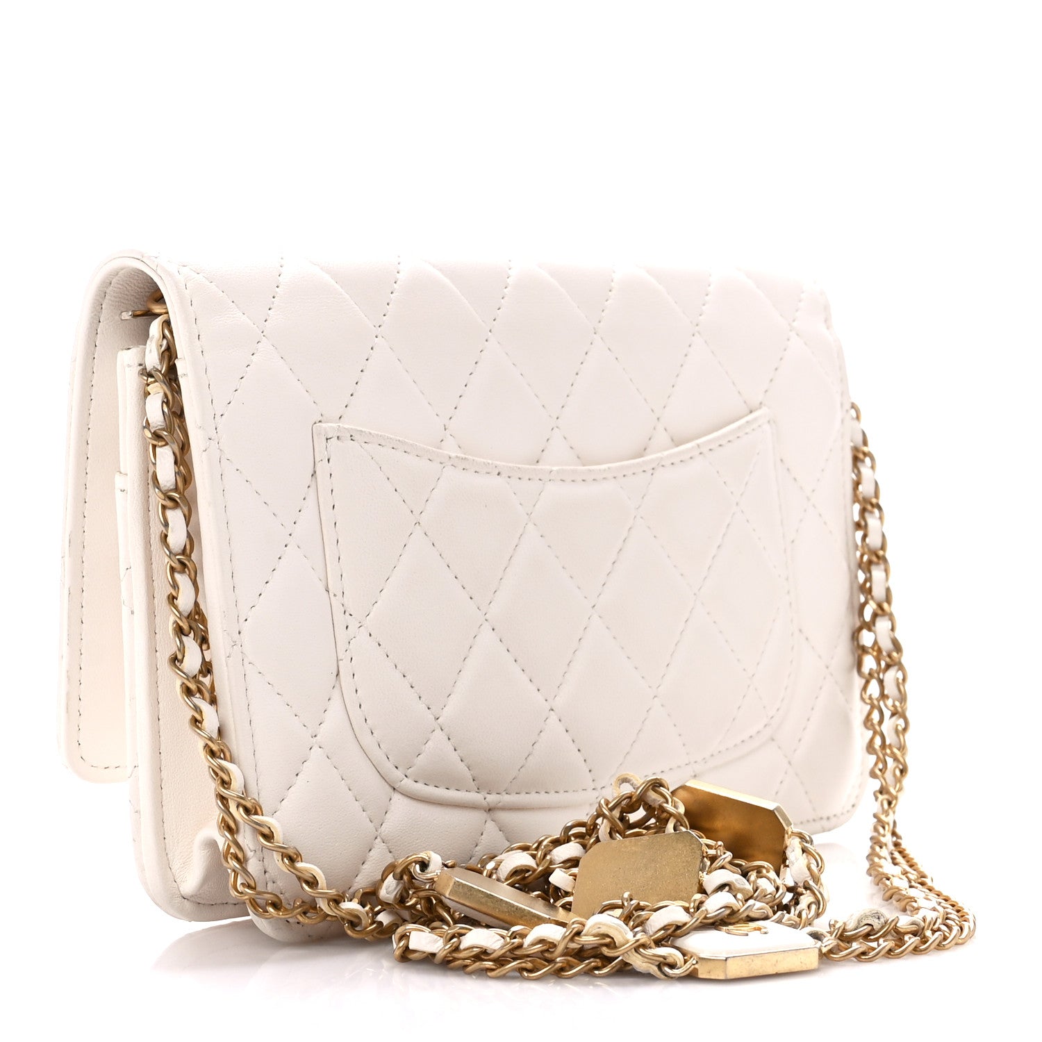 Chanel Lambskin Quilted Enamel Wallet On Chain WOC White 3 of 12