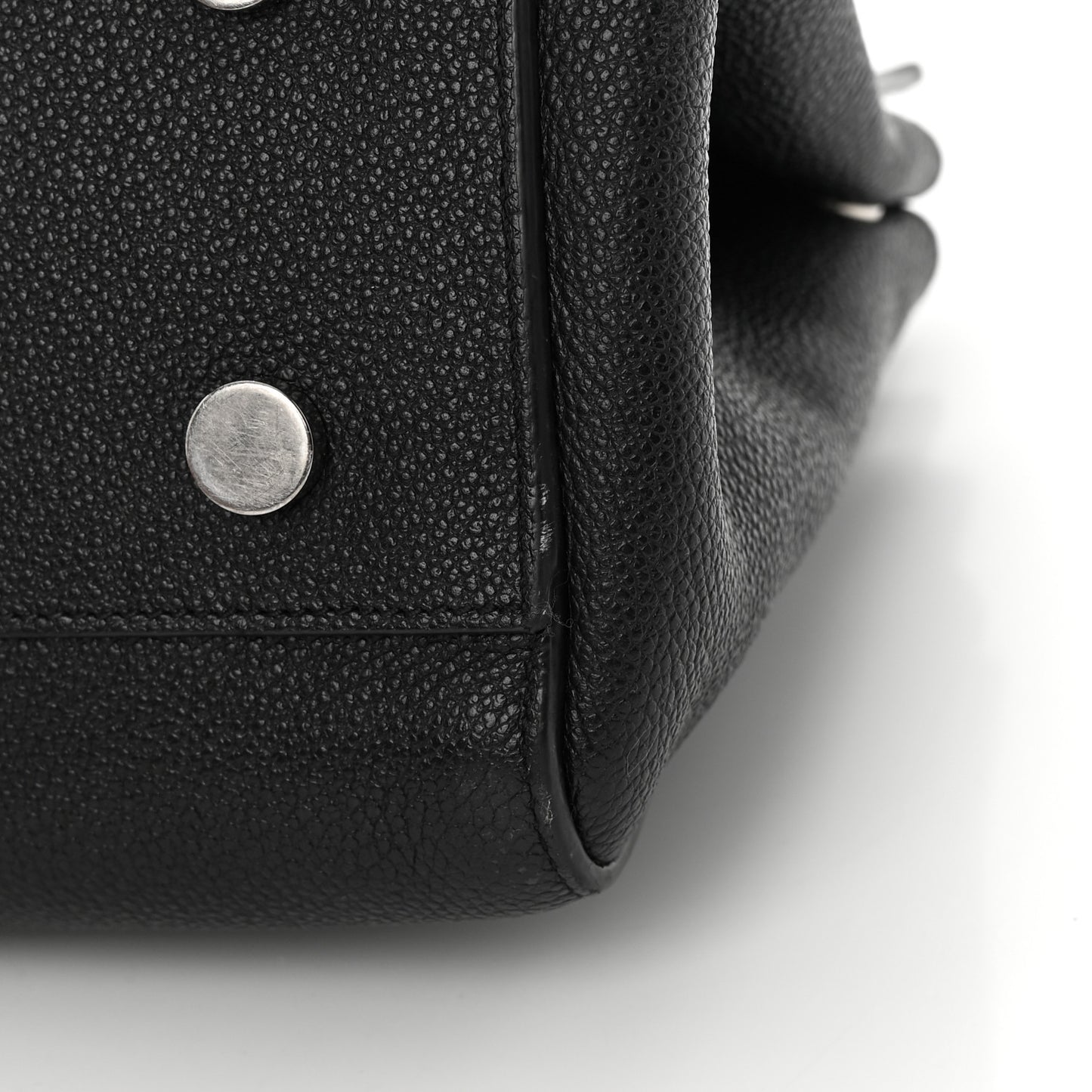 Grained Calfskin Small Cabas Rive Gauche Black