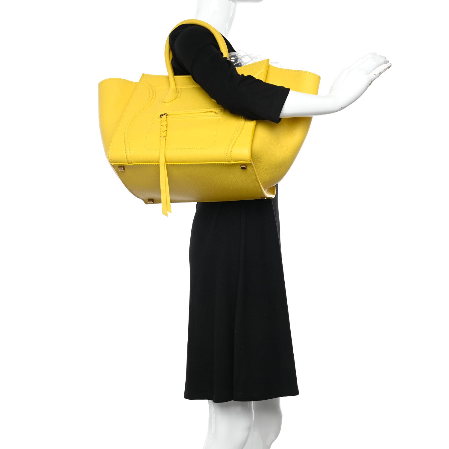 Celine Grained Calfskin Medium Phantom Luggage Yellow 2 of 10