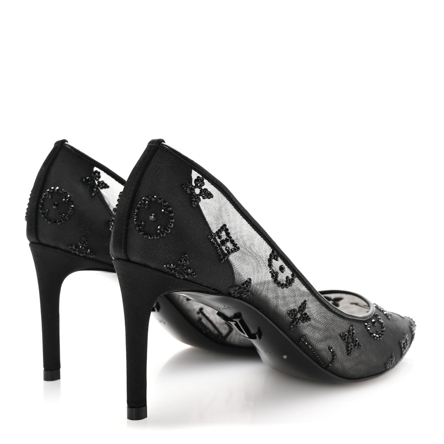 Monogram Mesh Strass Gala Pumps 35 Black