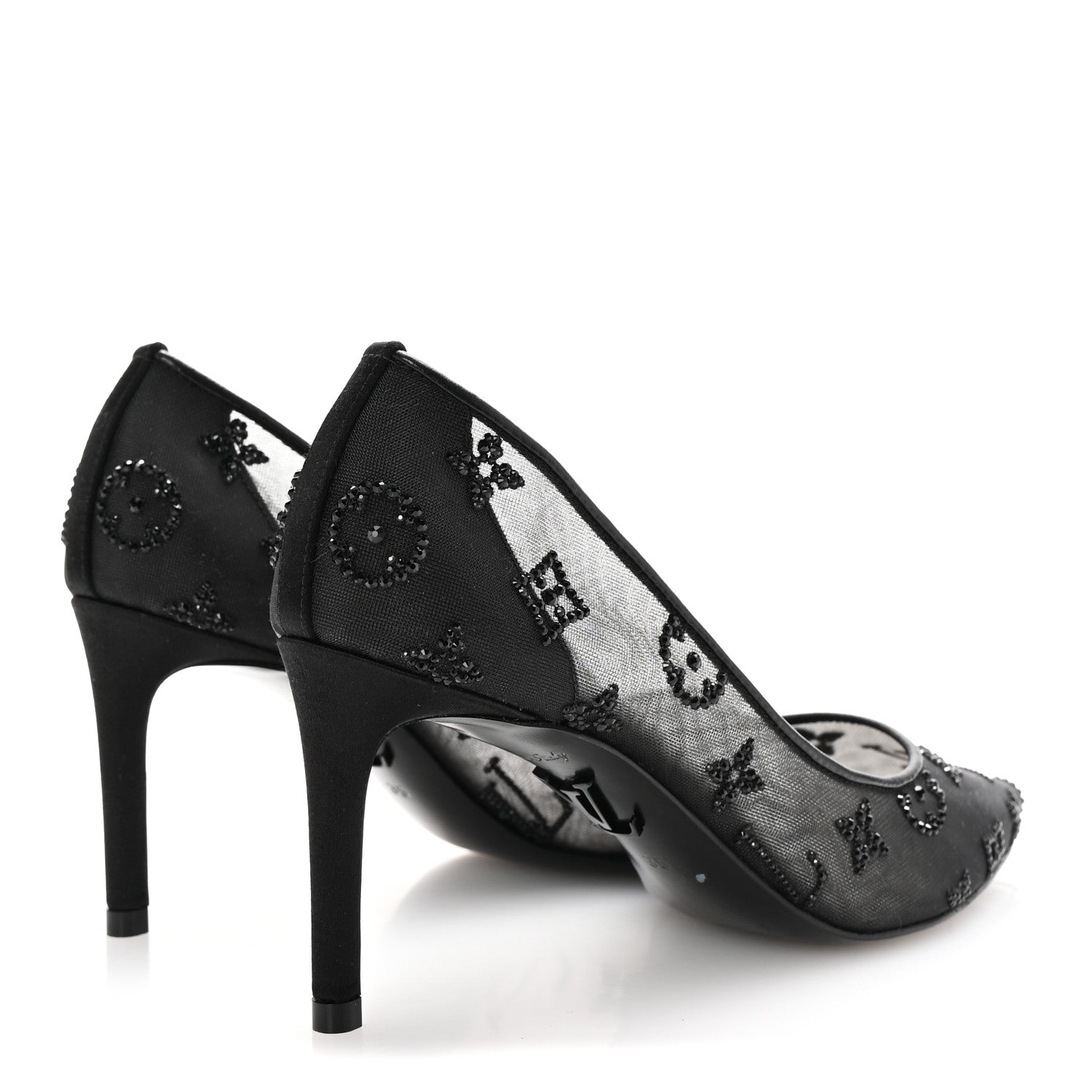 Louis Vuitton Monogram Mesh Strass Gala Pumps 35 Black 5 of 9