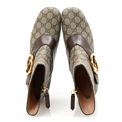 Gucci GG Supreme Monogram Malaga Kid Blondie 55mm Ankle Boots 41 Beige Ebony New Acero 2 of 10