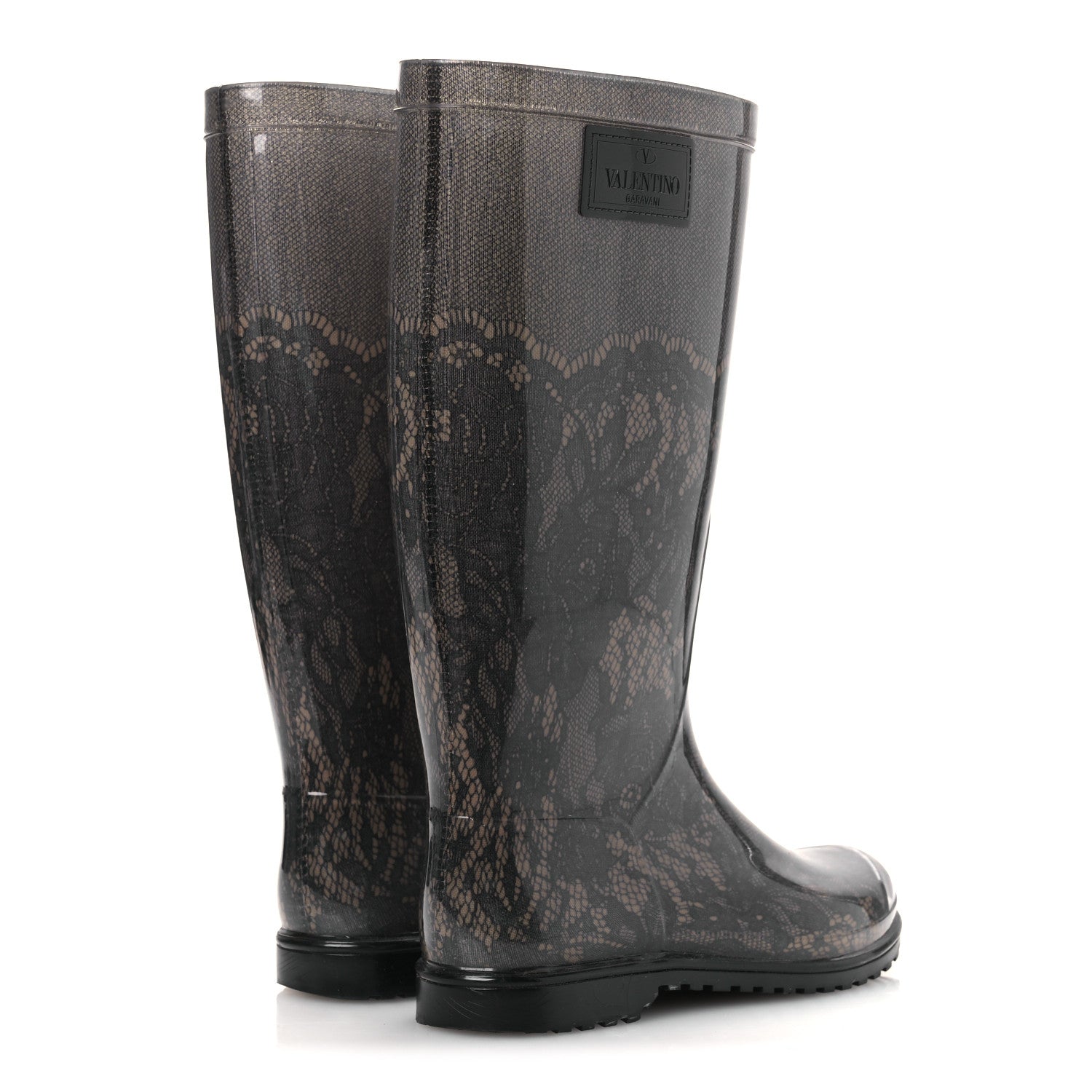 Valentino Garavani Rubber Lace Rainboots 36 Grey Beige 5 of 10