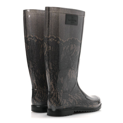 Valentino Garavani Rubber Lace Rainboots 36 Grey Beige 5 of 10