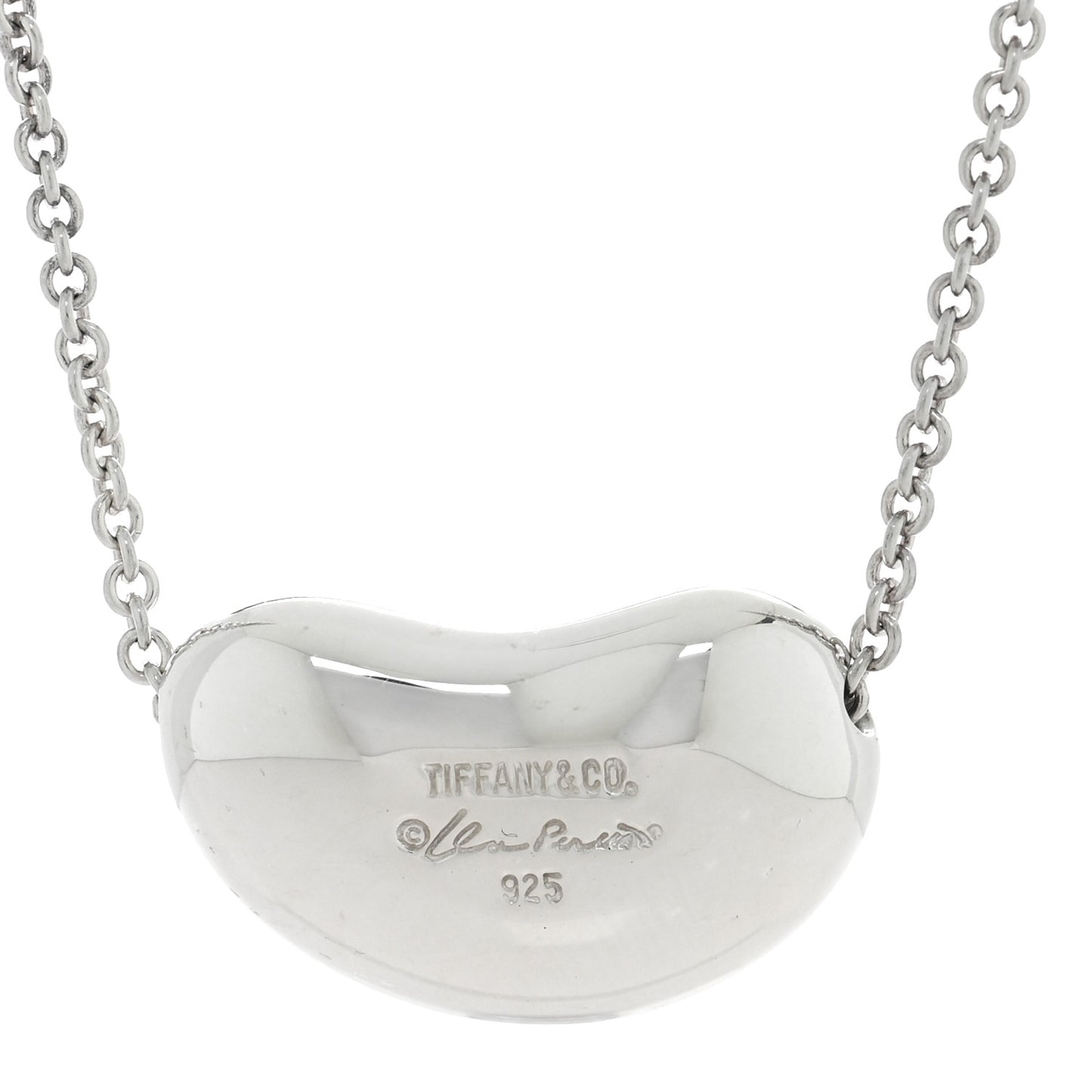 Sterling Silver 20mm Elsa Peretti Bean Pendant Necklace