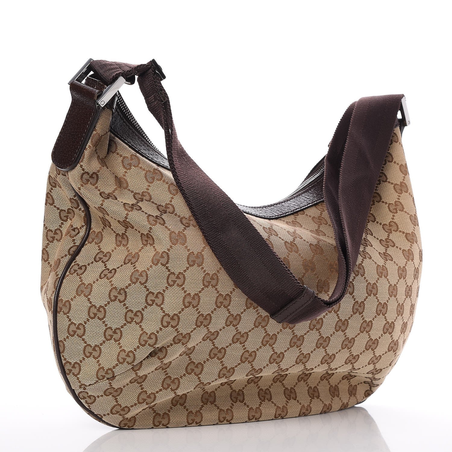 Gucci Monogram Medium Half Moon Hobo Dark Brown 3 of 7