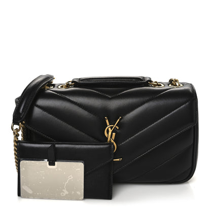 Saint Laurent Lambskin Chevron Quilted Small Loulou Bag Black 3 of 11