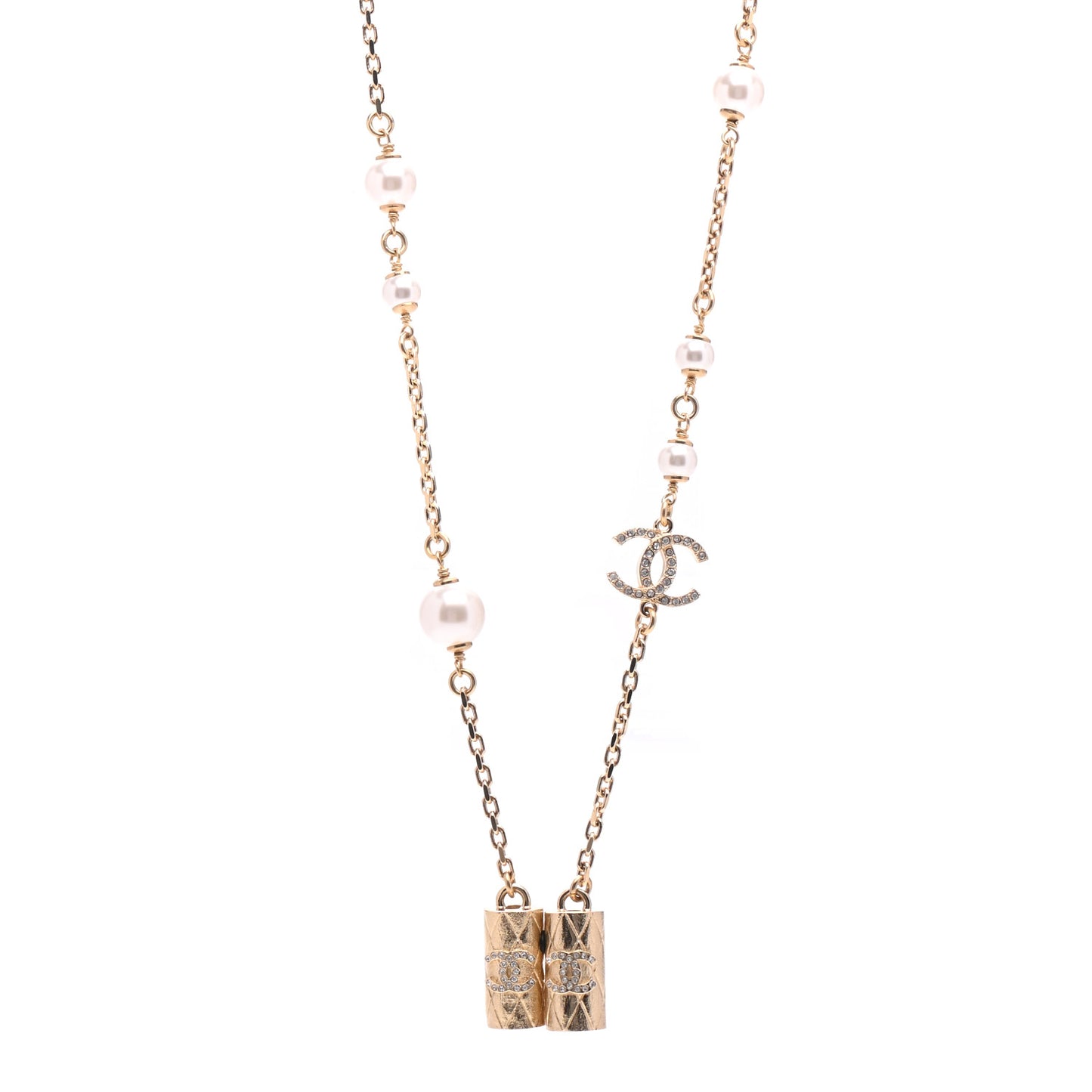 Crystal Pearl Airpod Necklace Gold