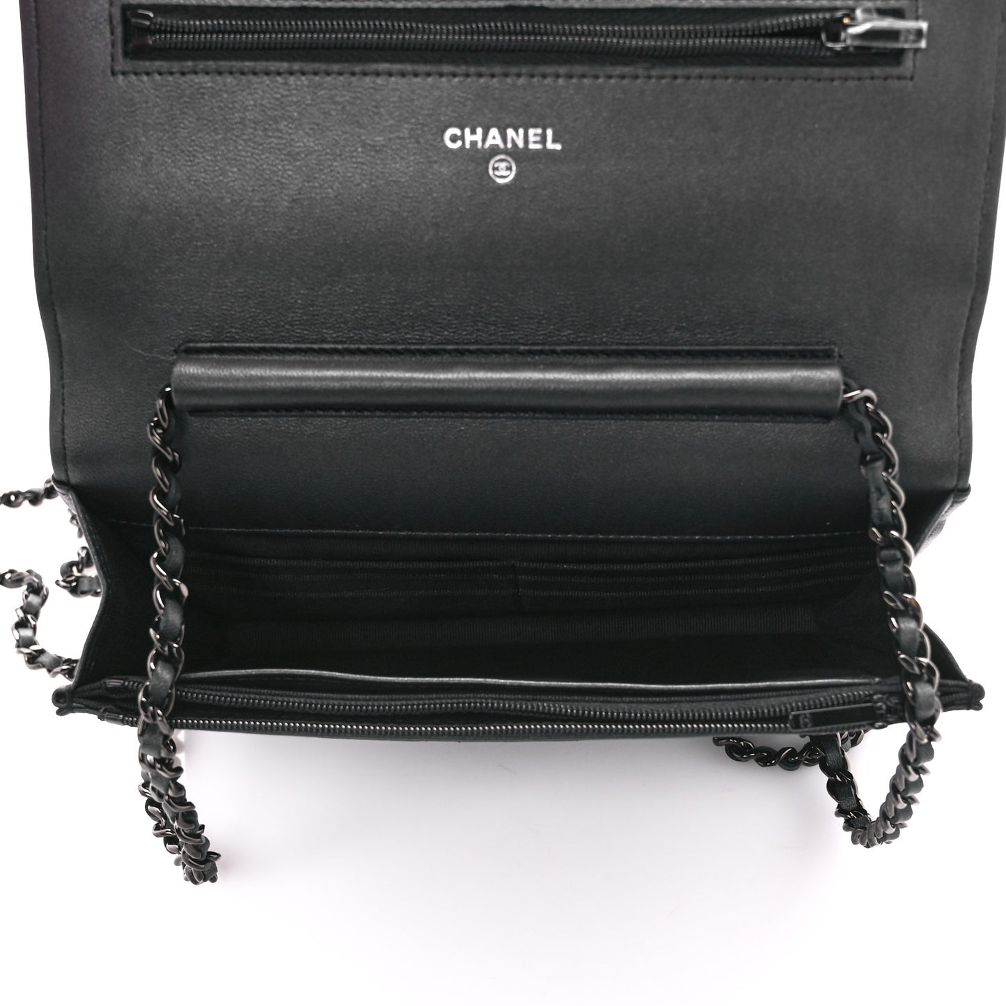 Lambskin Quilted Wallet On Chain WOC So Black