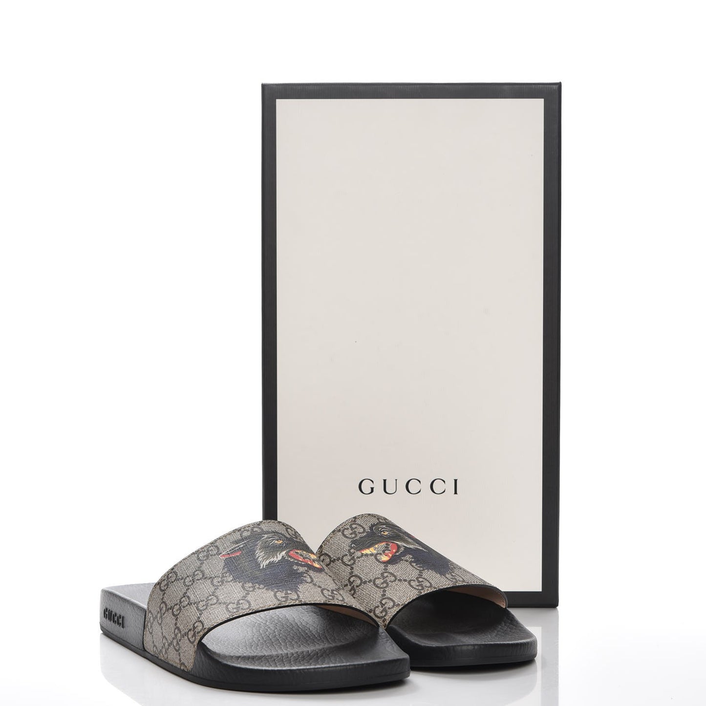 GG Supreme Monogram Wolf Mens Slide Sandals 11 Beige