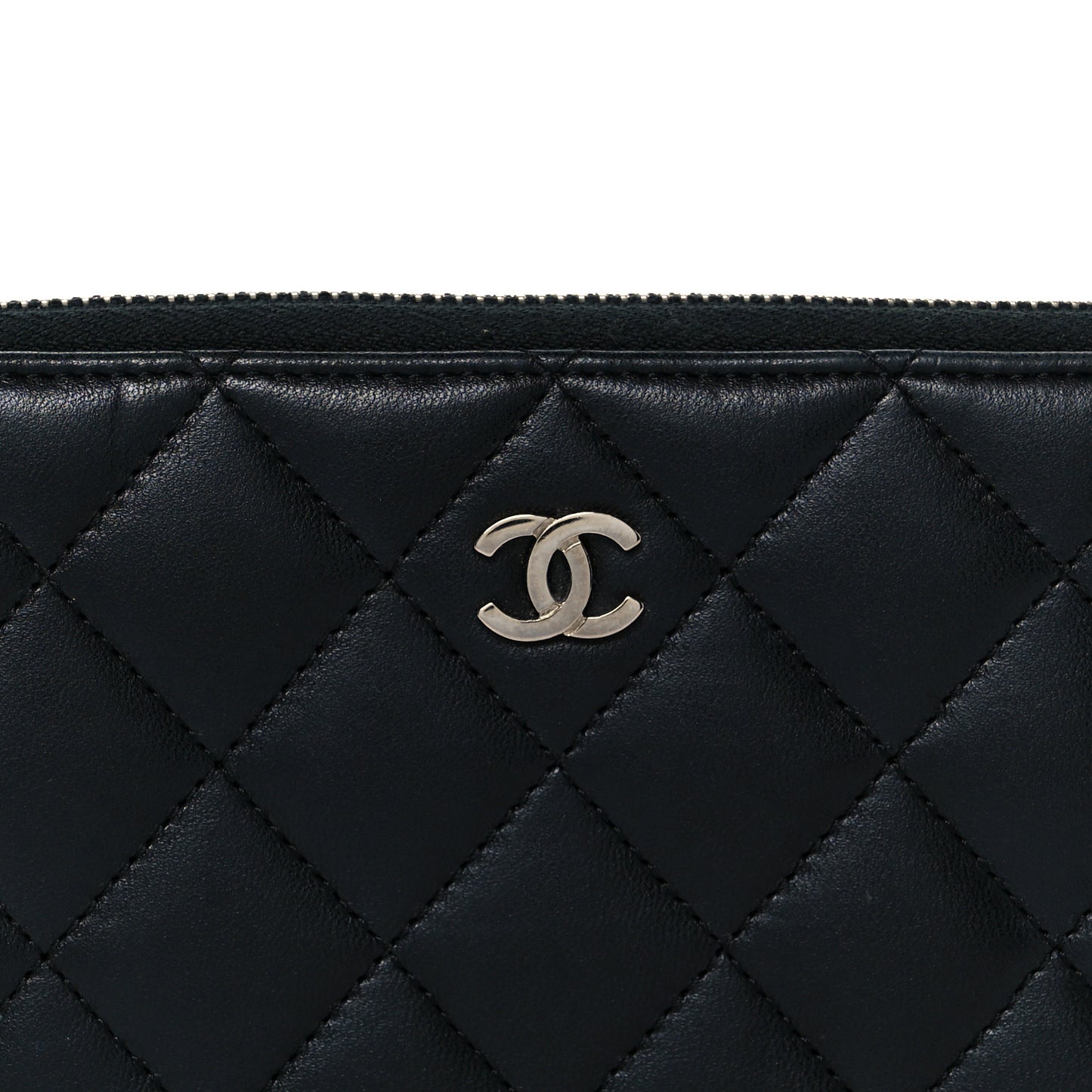 Lambskin Quilted Medium Zip Around Wallet Black
