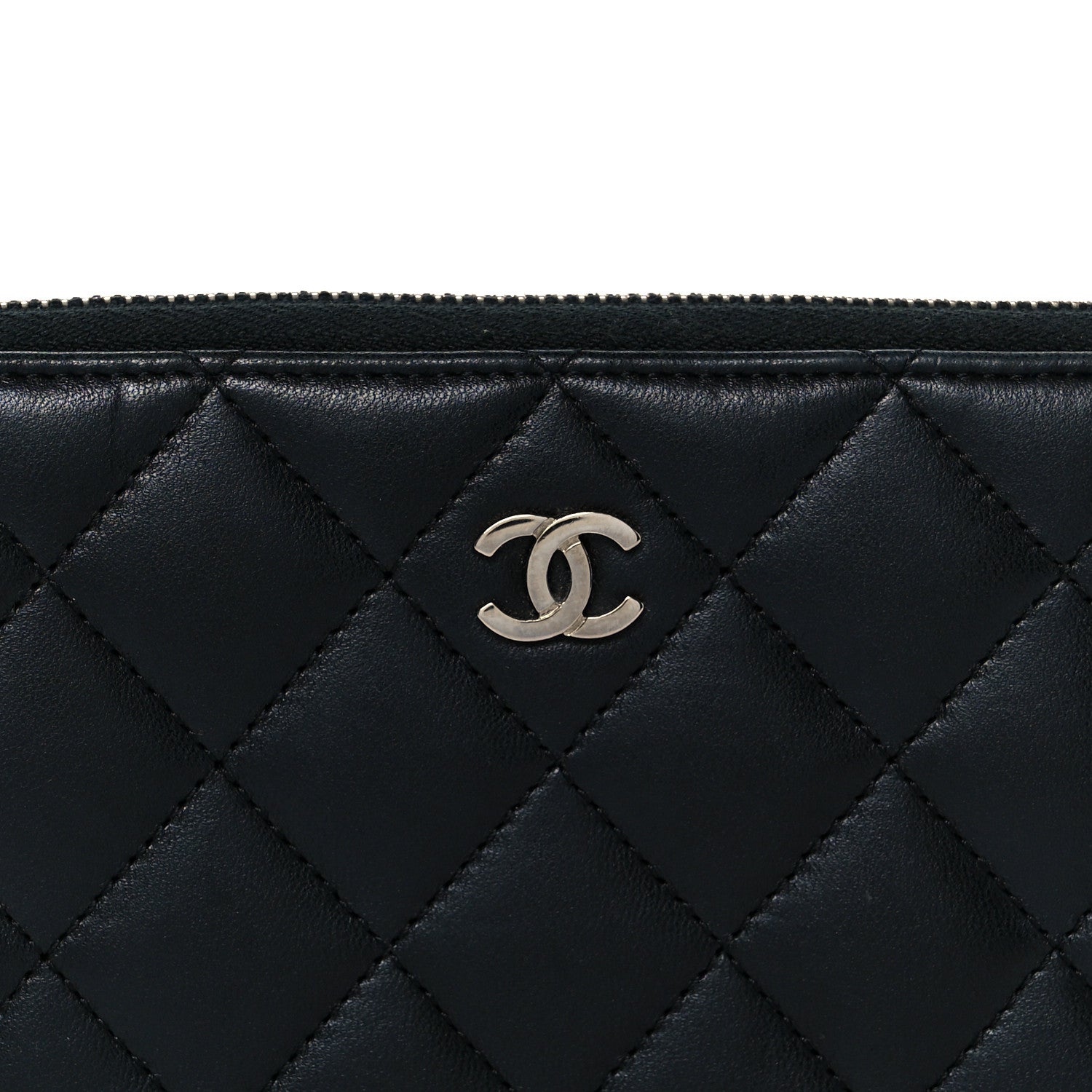 Chanel Lambskin Quilted Medium Zip Around Wallet Black 9 of 9