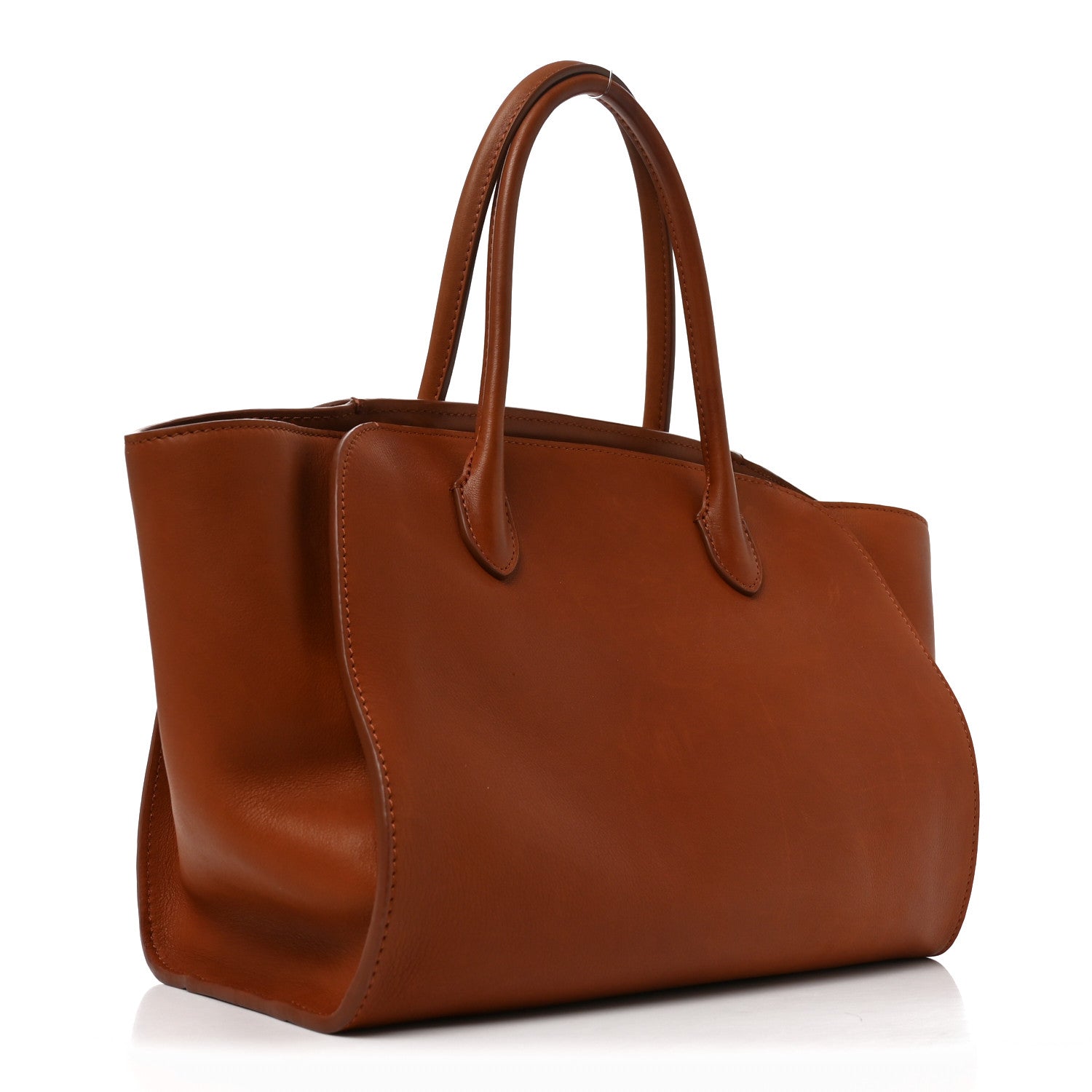 The Row Polished Saddle Calfskin Marlo 12 Tote Bag Acero 3 of 9