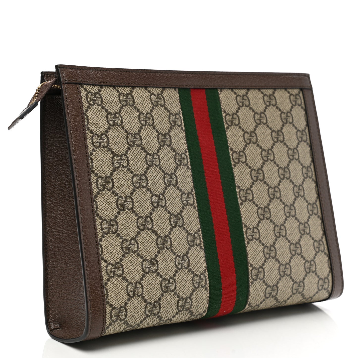GG Supreme Monogram Web Ophidia Pouch Brown