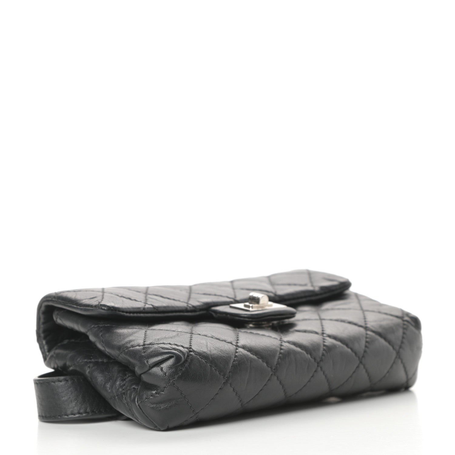 Chanel Calfskin Quilted 2.55 Reissue Flap Belt Bag Clutch Black 4 of 14