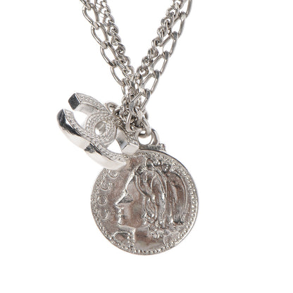 Chanel CC Coco Mademoiselle Coin Necklace Silver 6 of 7