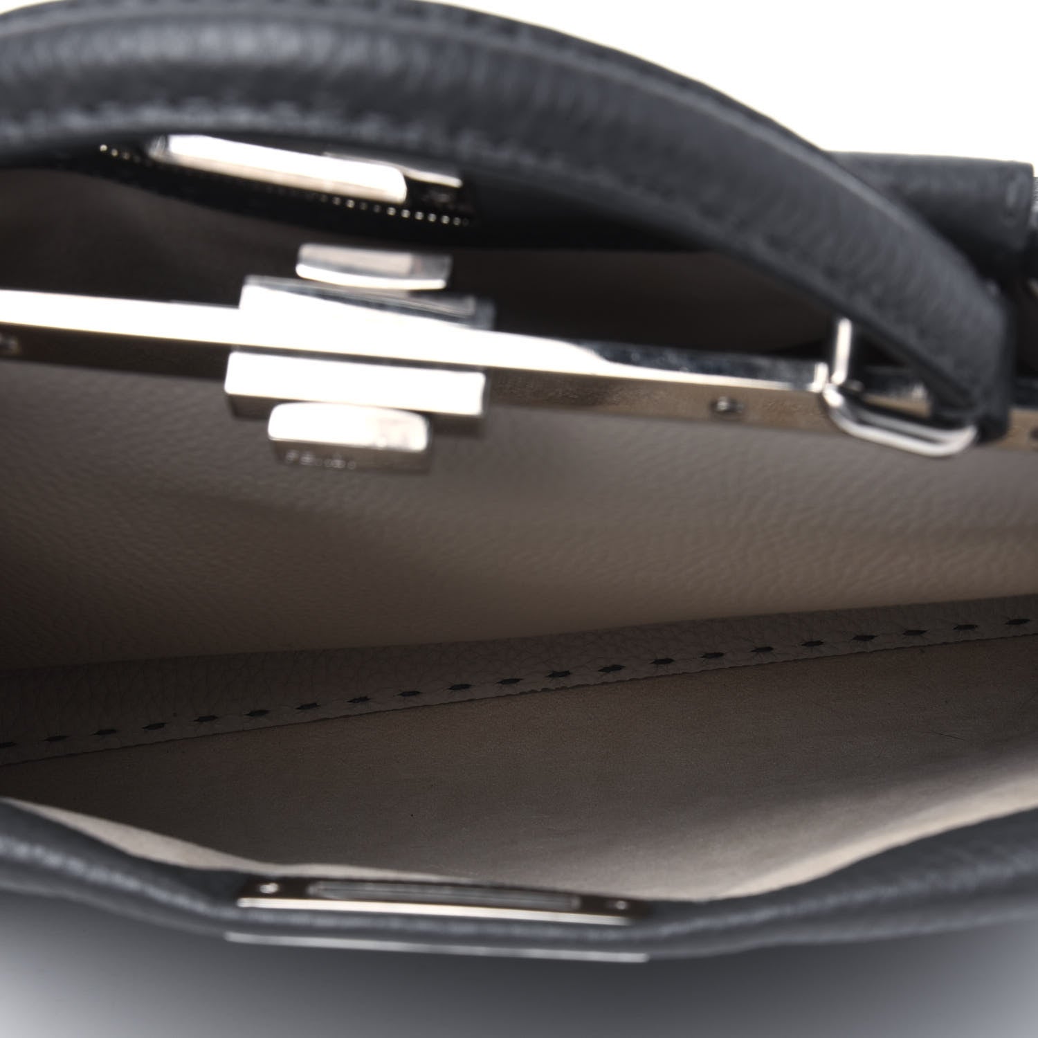 Fendi Cuoio Romano Selleria Bi-Color Medium Peekaboo Iconic Satchel Asfalto Latte 8 of 18