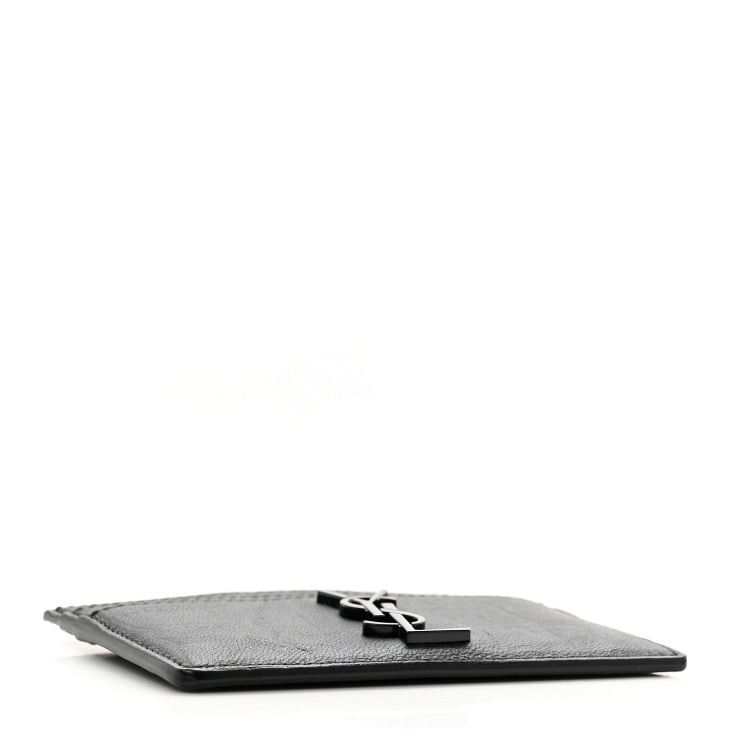 Calfskin Crocodile Embossed Monogram Credit Card Case Black