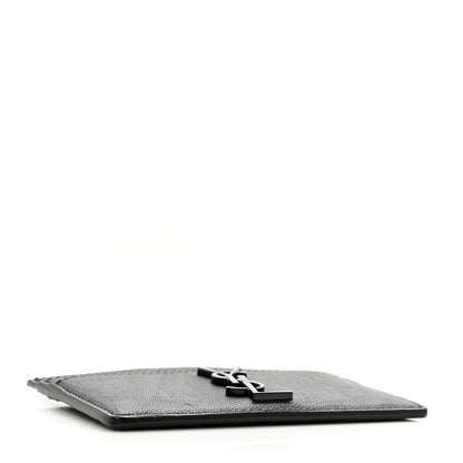 Saint Laurent Calfskin Crocodile Embossed Monogram Credit Card Case Black 4 of 8