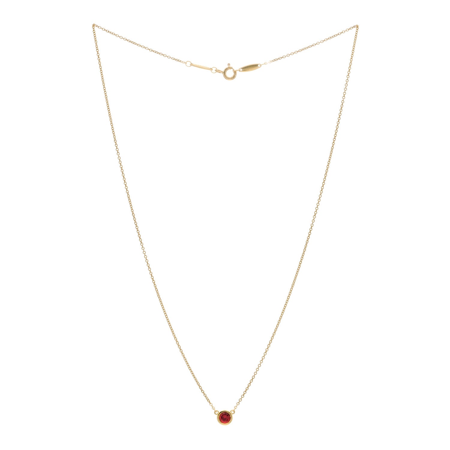 Tiffany 18K Yellow Gold Ruby Elsa Peretti Color By The Yard Pendant Necklace 2 of 3
