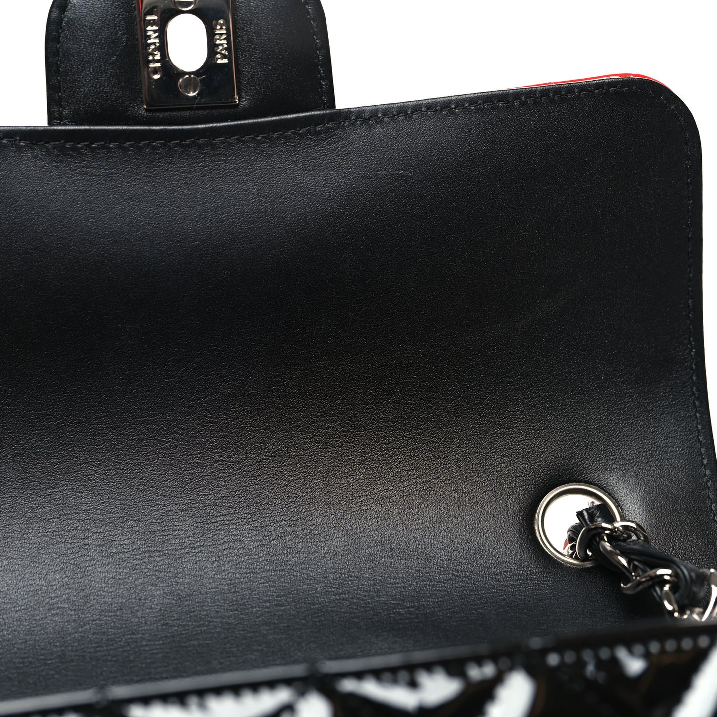 Patent Calfskin Quilted Bi-Color Mini Rectangular Flap Red Black