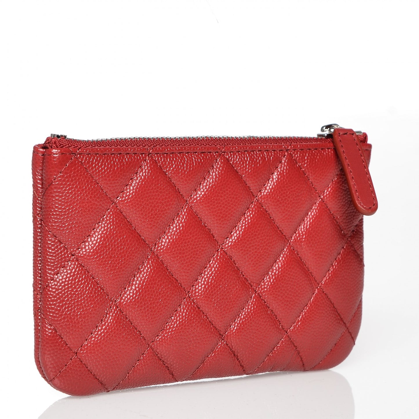 Caviar Quilted Small Cosmetic Case Dark Red