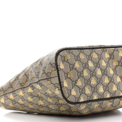 Gucci Soft GG Supreme Monogram Bees Small Crossbody Tote Beige Oro Black 8 of 10