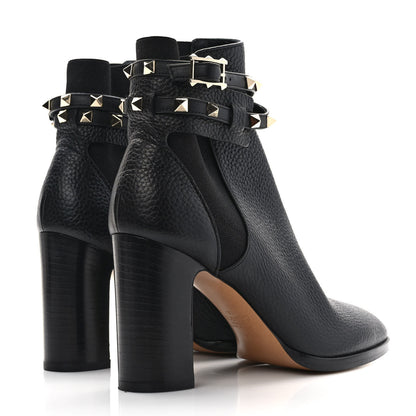 Valentino Garavani Grainy Calfskin Rockstud Chelsea 90mm Ankle Boots 37 Black 4 of 8