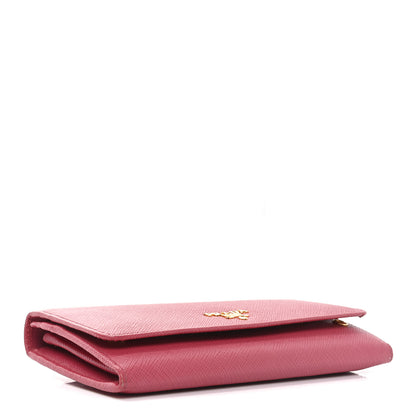 Prada Saffiano Metal Continental Flap Wallet Fragola Talco 4 of 8