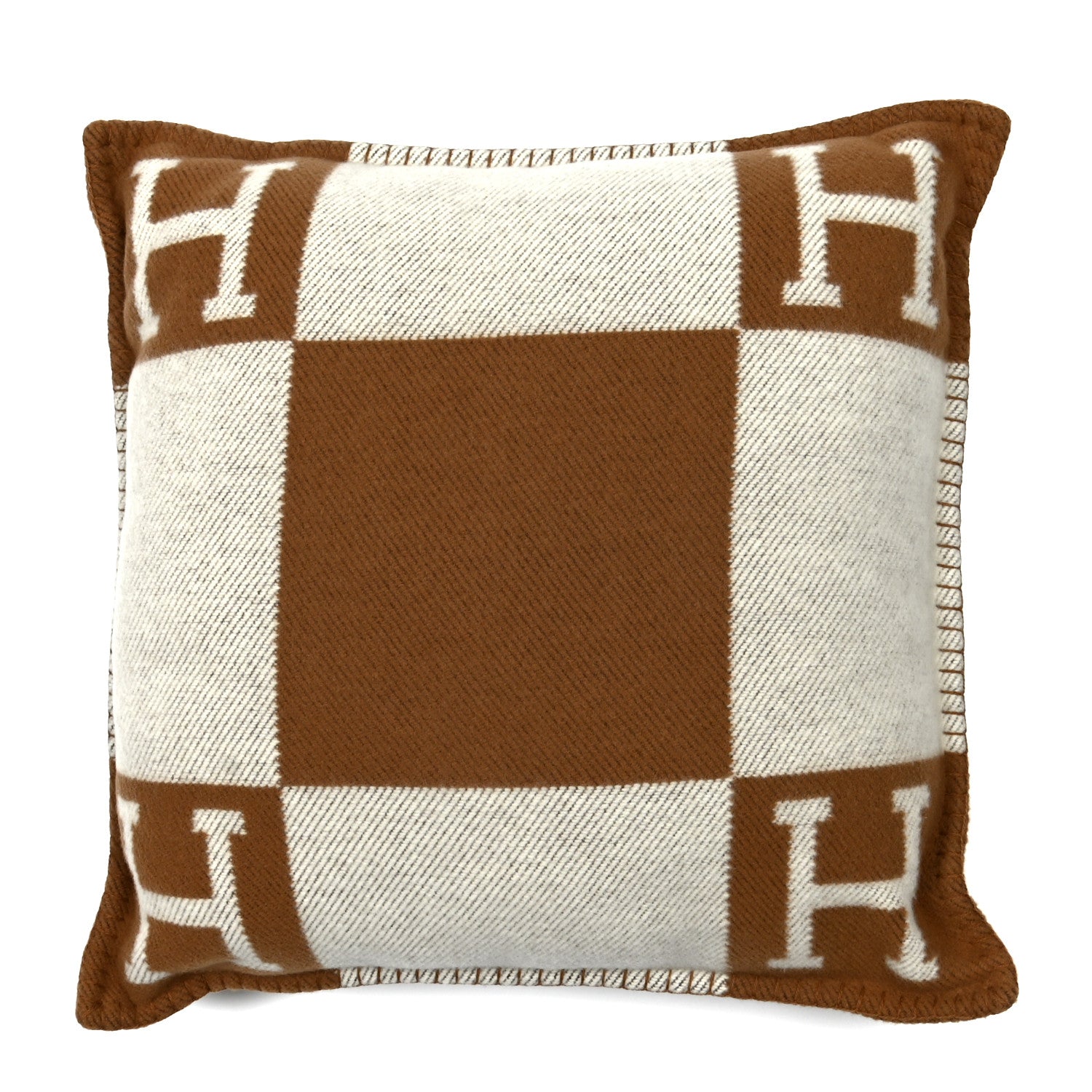 Hermes Wool Cashmere Avalon Pillow PM Ecru Camel 1 of 3