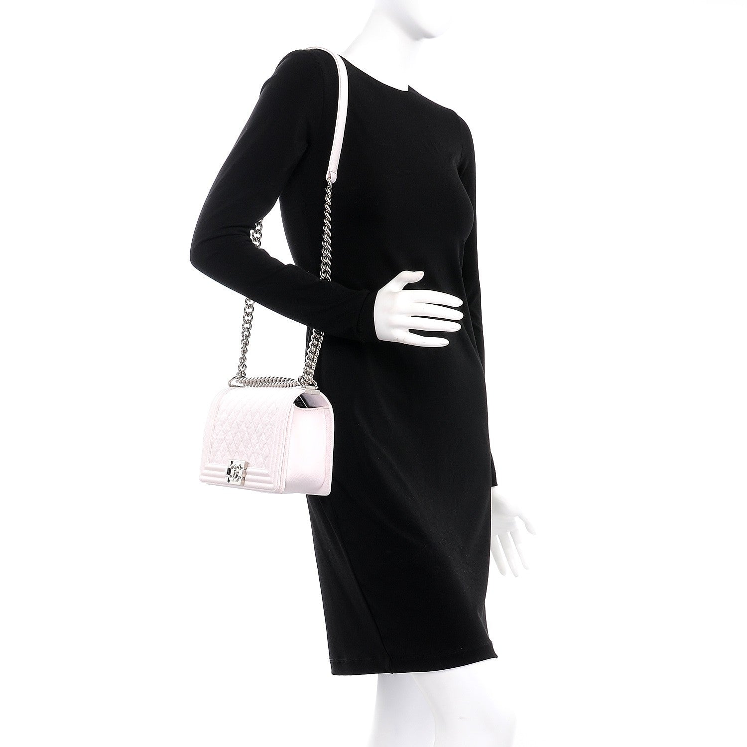 Chanel Caviar Quilted Medium Boy Flap White 2 of 9