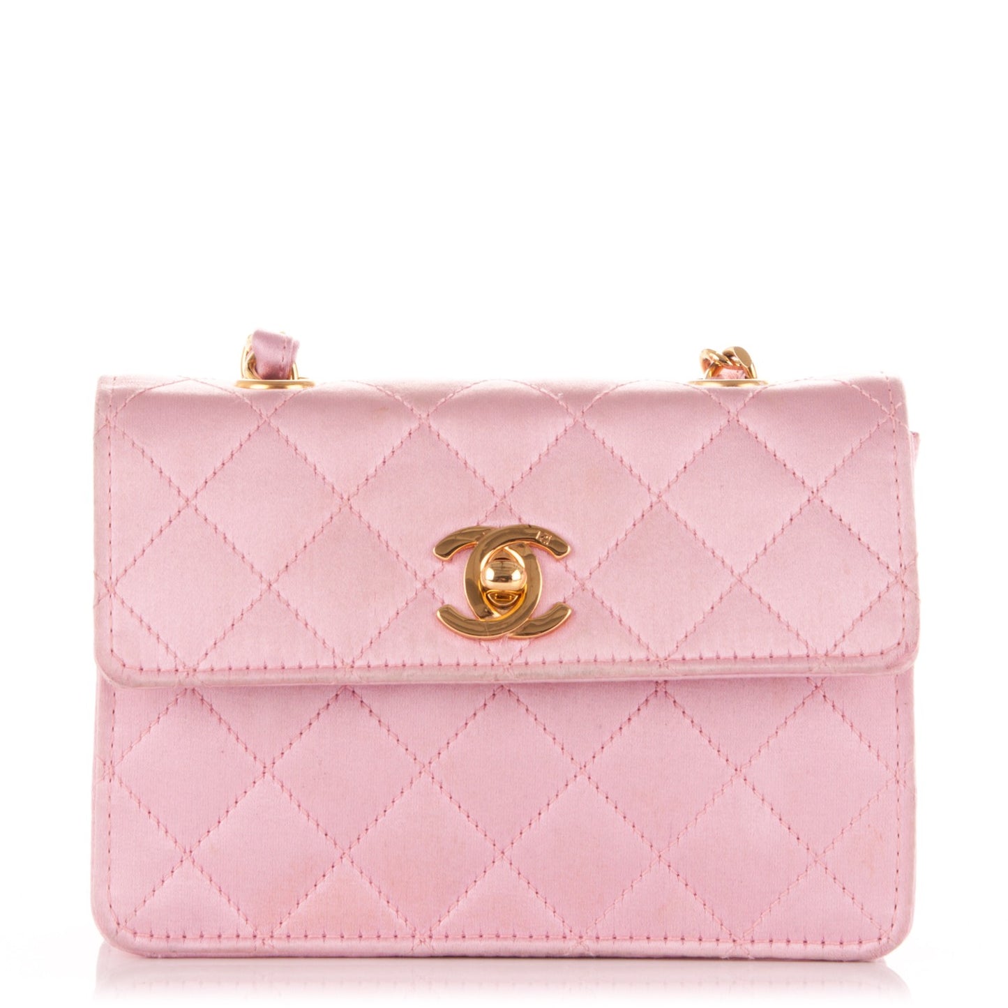 Satin Quilted Micro Mini Flap Pink