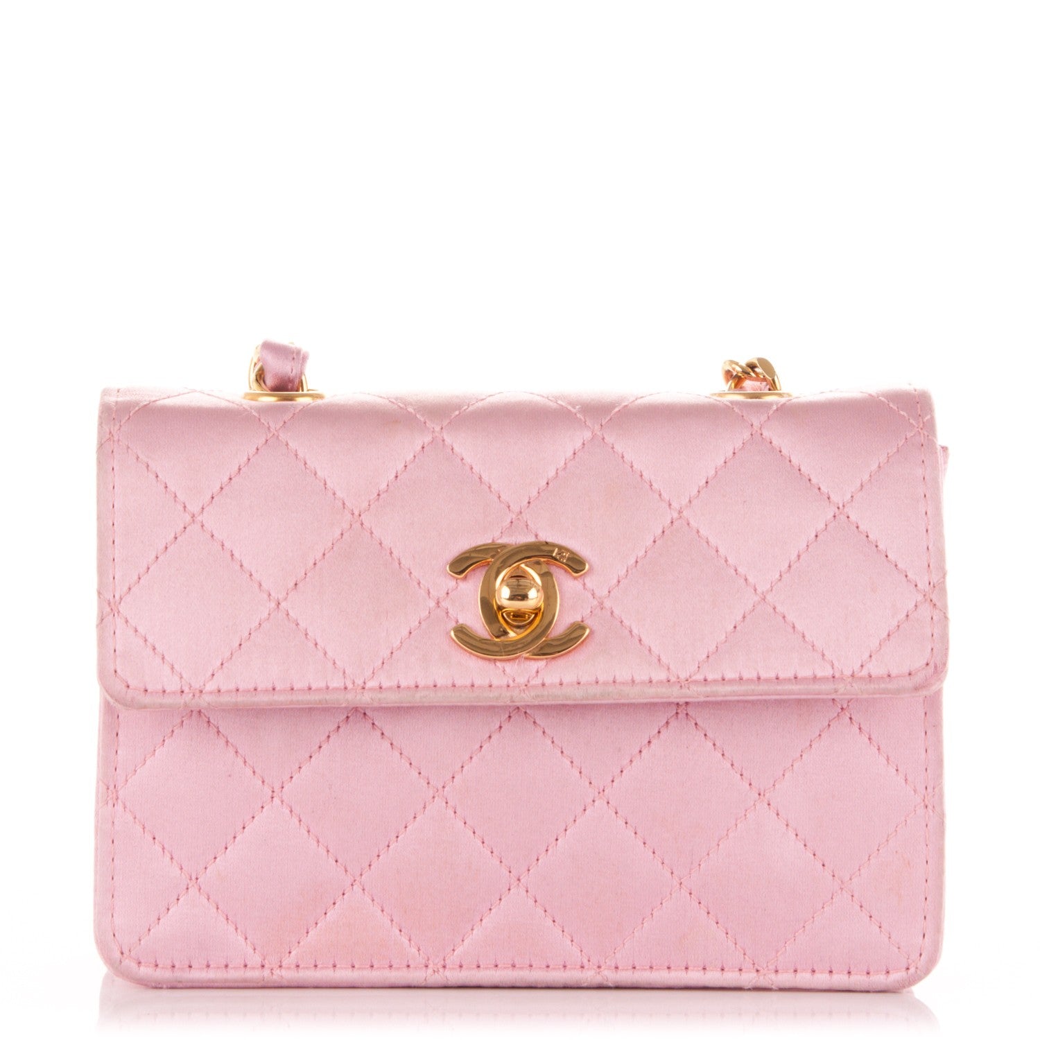 Chanel Satin Quilted Micro Mini Flap Pink 1 of 7