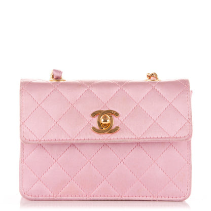 Chanel Satin Quilted Micro Mini Flap Pink 1 of 7