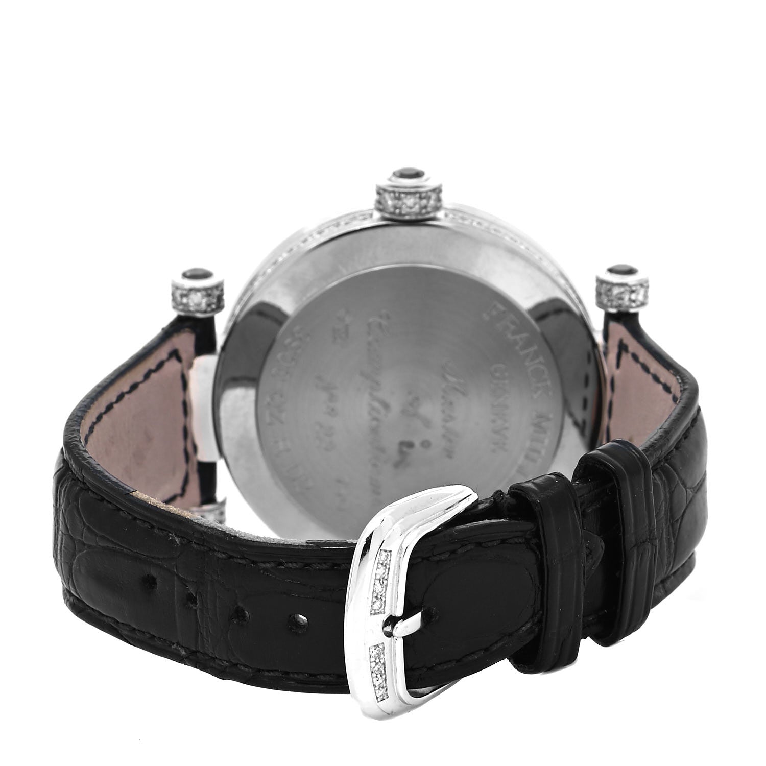 Franck Muller 18K White Gold Crocodile Diamond Pave Bezel 39mm Ronde Quartz Watch 3900QZRD2 3 of 5
