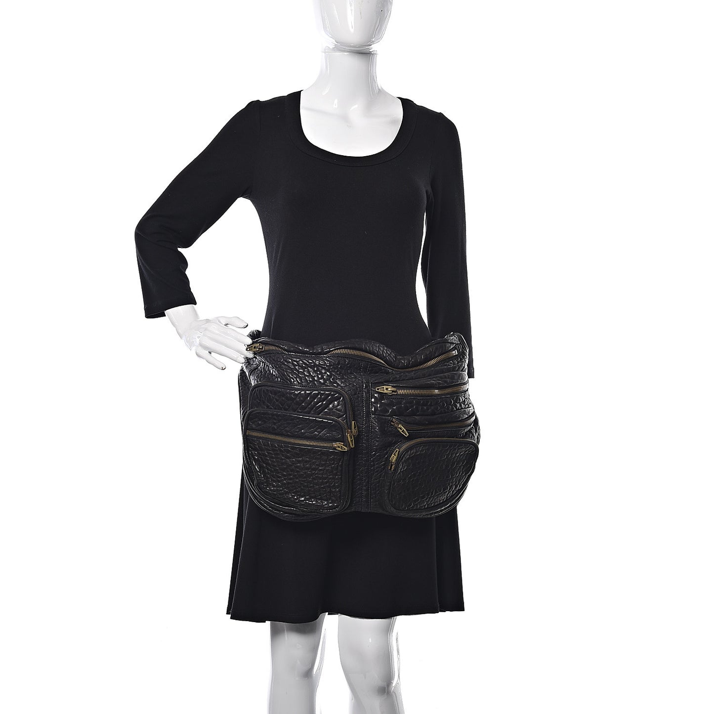 Pebbled Lambskin Max Fanny Pack Belt Bag Black