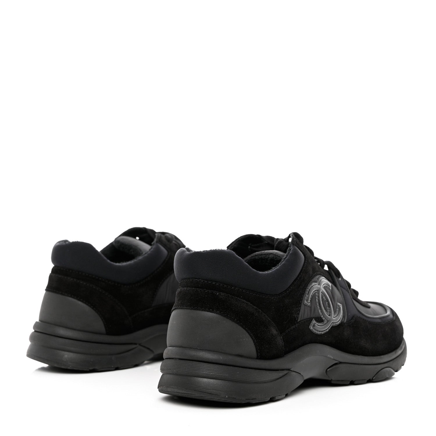 Chanel Kid Suede Calfskin Mens Sneakers 44 Black 4 of 12