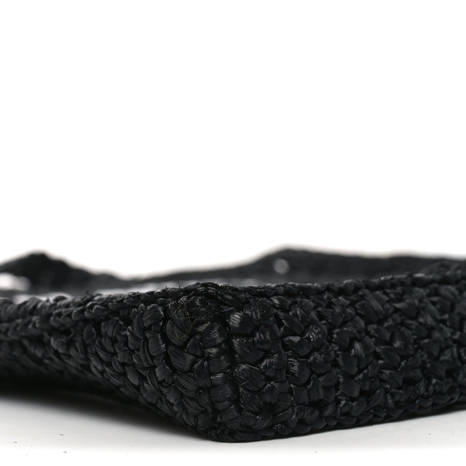 Prada Yarn Raffia Effect Crochet Logo Embroidered Tote Bag Black 8 of 10