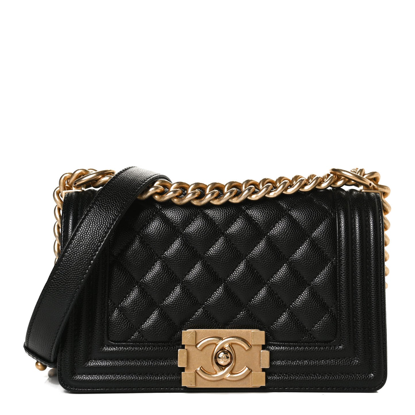 Caviar Quilted Small Boy Flap Black