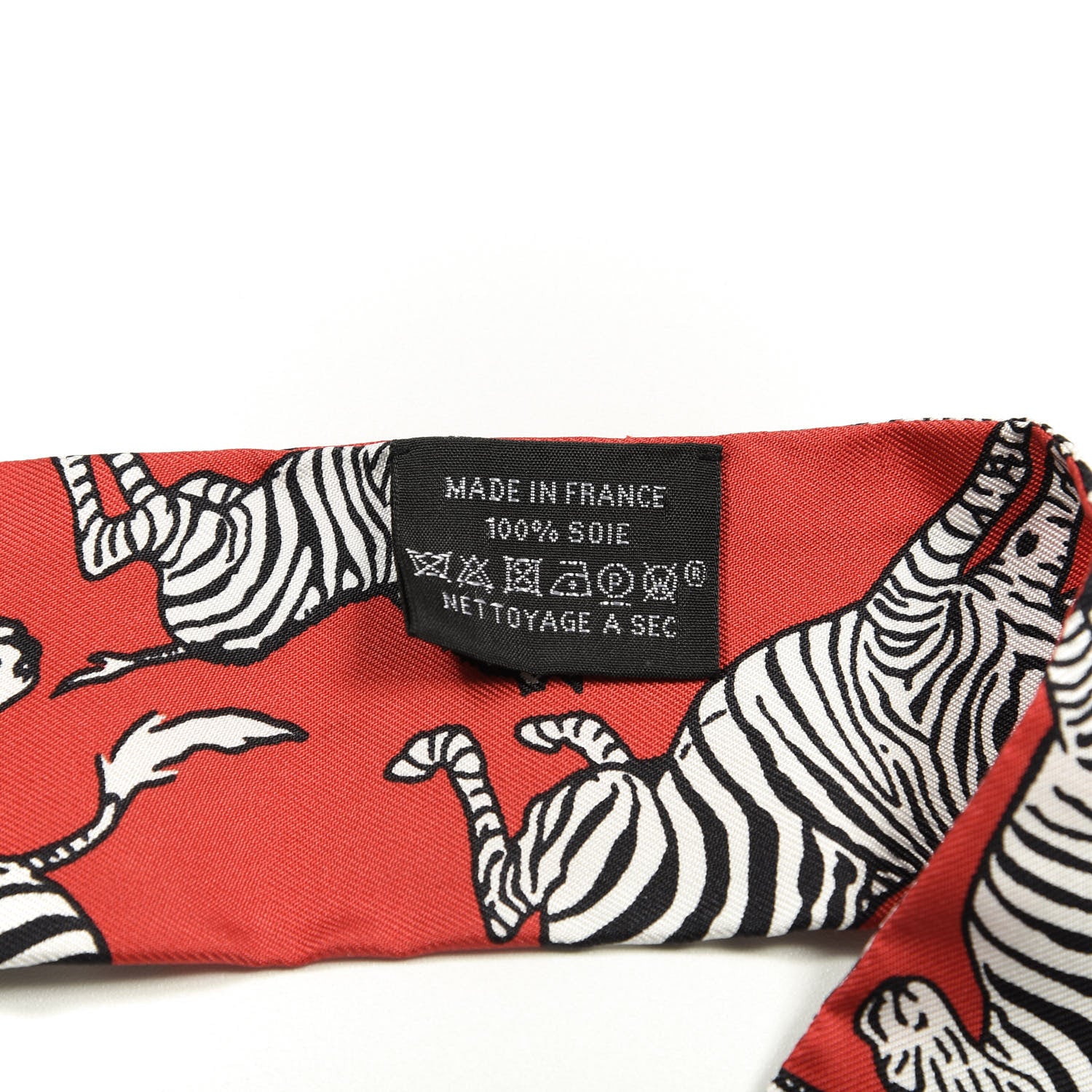 Hermes Silk Les Zebres Twilly Rouge Black White 2 of 3