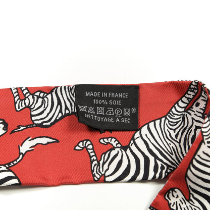 Hermes Silk Les Zebres Twilly Rouge Black White 2 of 3