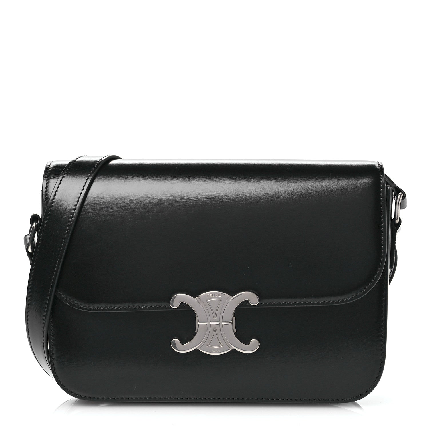 Celine Shiny Calfskin Medium Triomphe Black 1 of 11