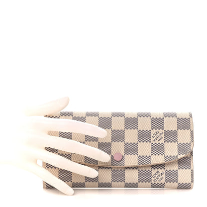 Louis Vuitton Damier Azur Emilie Wallet Rose Ballerine 2 of 11