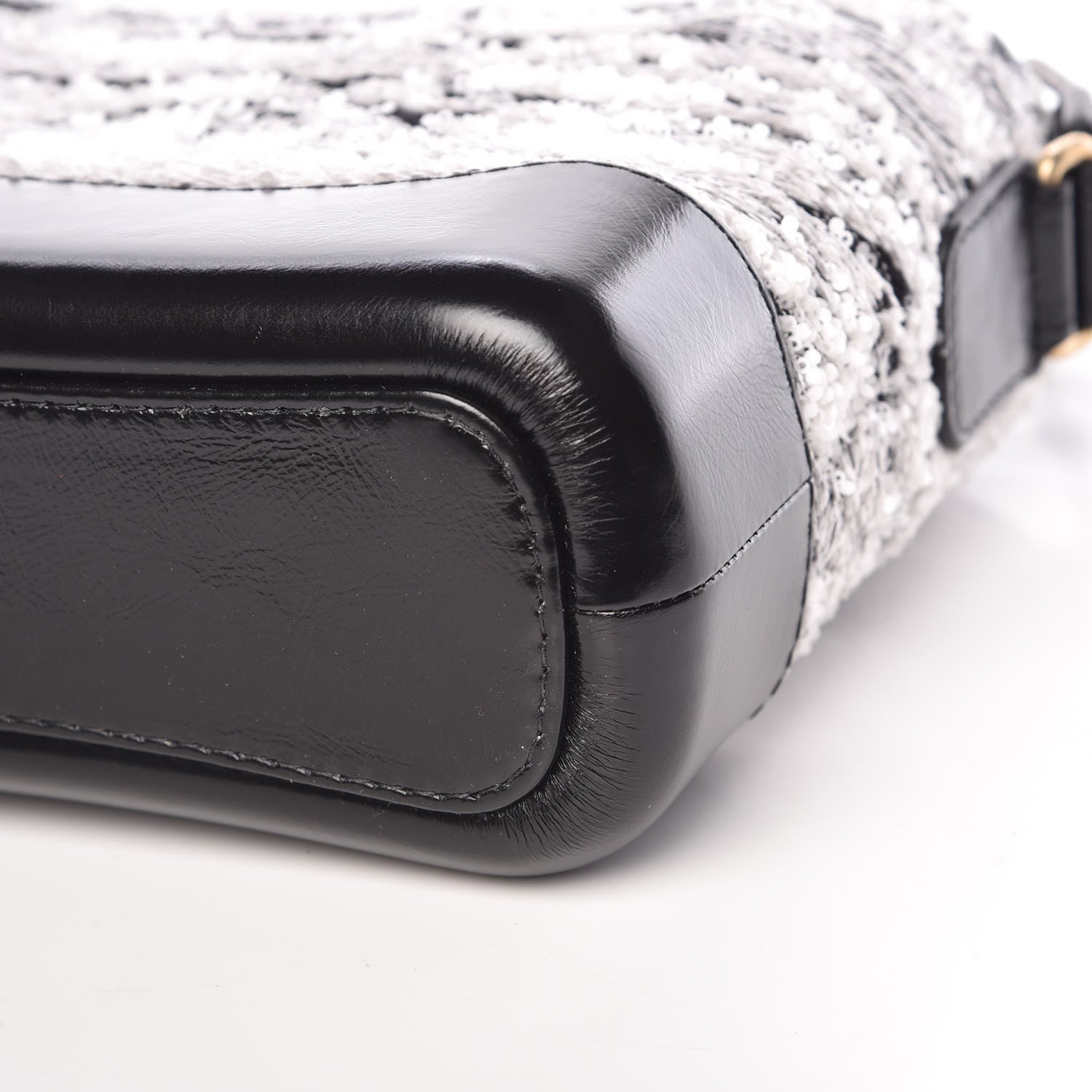 Chanel Sequin Wool Calfskin Small Gabrielle Hobo Black White 10 of 11