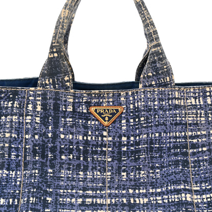 Prada Canapa Tote Blue White 7 of 17
