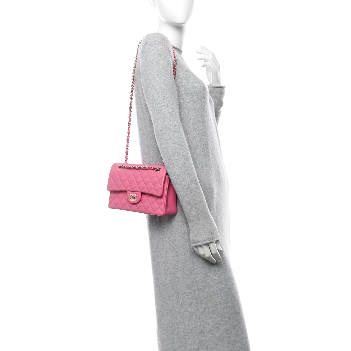 Caviar Quilted Small Double Flap Pink