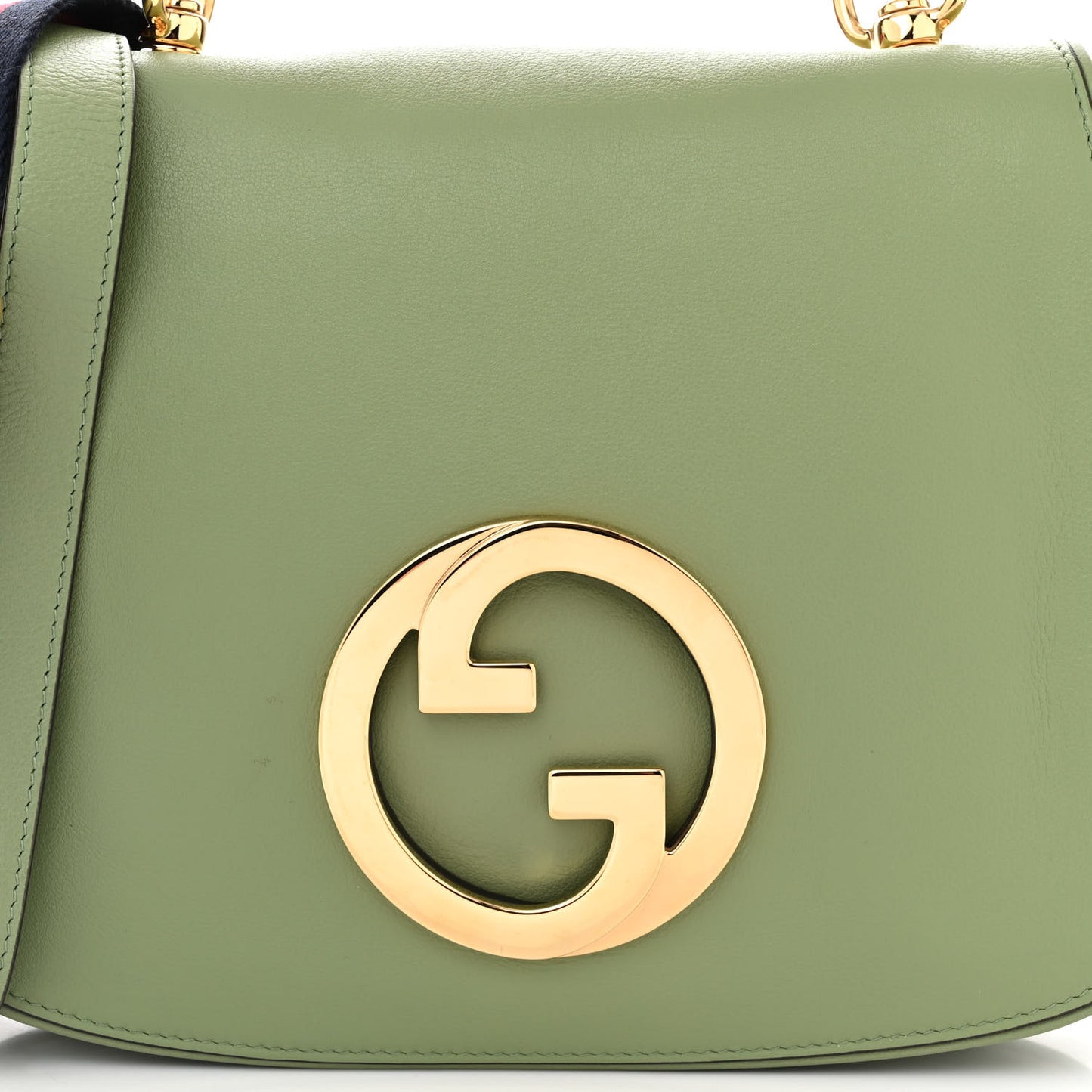 Roxy Calfskin Web Medium Blondie Top Handle Shoulder Flap Bag Salamander Green